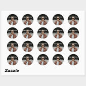 Sticker Rond Joyeux 20e anniversaire simple photo ajouter nom d (Feuille)