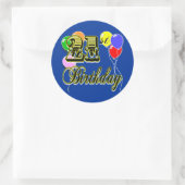 Sticker Rond Joyeux 21e anniversaire de marchandises (Sac)