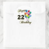 Sticker Rond Joyeux 22e anniversaire avec ballons (Sac)