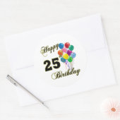 Sticker Rond Joyeux 25e anniversaire cadeaux avec ballons (Enveloppe)