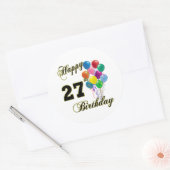 Sticker Rond Joyeux 27e anniversaire cadeaux avec ballons (Enveloppe)
