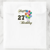 Sticker Rond Joyeux 27e anniversaire cadeaux avec ballons (Sac)