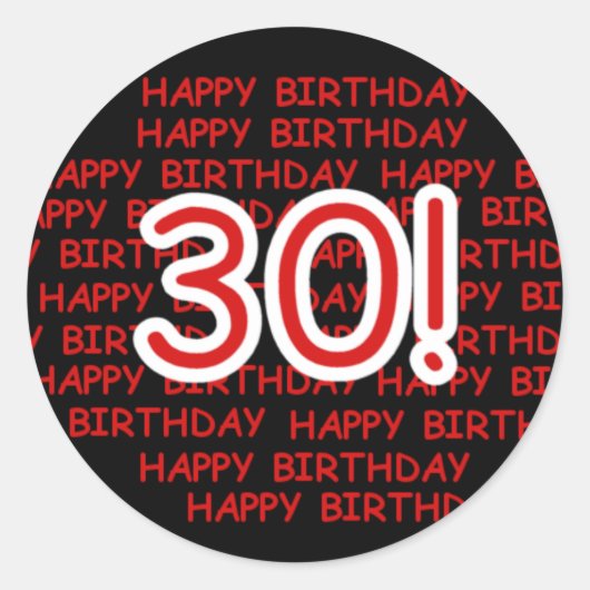 Sticker Rond Joyeux 30e anniversaire (Devant)