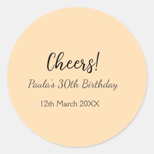 Sticker Rond Joyeux 30e anniversaire nom date simple minimal (Devant)