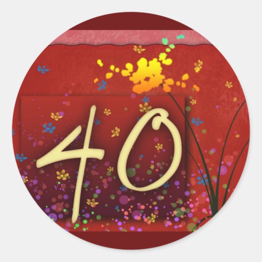 Sticker Rond Joyeux 40e anniversaire ! (Devant)