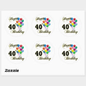 Sticker Rond Joyeux 40e anniversaire cadeaux et vêtements d'ann (Feuille)