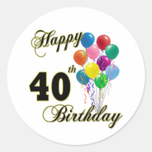 Sticker Rond Joyeux 40e anniversaire cadeaux et vêtements d'ann