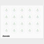 Sticker Rond Joyeux 40e anniversaire vert ajouter nom monogramm (Feuille)