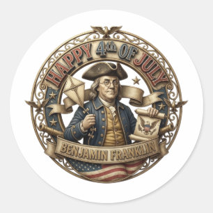STICKER ROND JOYEUX 4 JUILLET