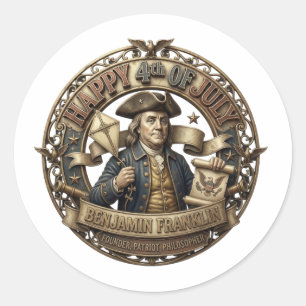 STICKER ROND JOYEUX 4 JUILLET