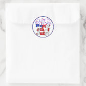 Sticker Rond Joyeux 4 juillet avec Fireworks (Sac)