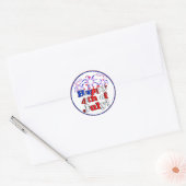 Sticker Rond Joyeux 4 juillet avec Fireworks (Enveloppe)