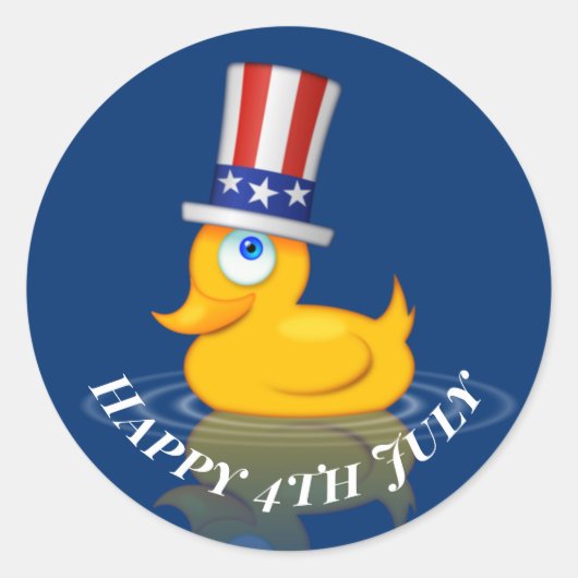 Sticker Rond Joyeux 4 Juillet Cute Patriotic Rubbber Duck (Devant)