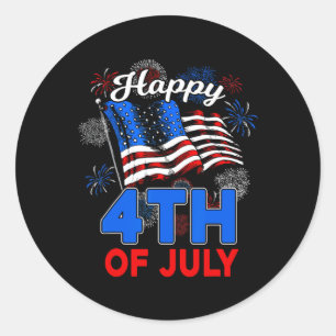 Sticker Rond Joyeux 4 juillet Drapeau américain patriotique hom