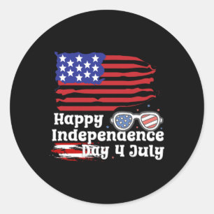 Sticker Rond Joyeux 4 juillet Drapeau des États-Unis Joyeuse fê