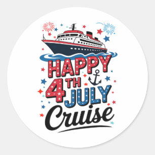 Sticker Rond Joyeux 4 juillet Famille de Croisières Corresponda