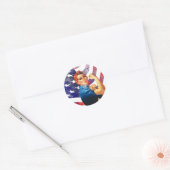 Sticker Rond Joyeux 4 Juillet Femme indépendante (Enveloppe)