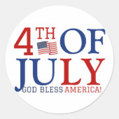 Sticker Rond Joyeux 4 juillet fête de l'Indépendance (Devant)