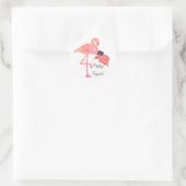 Sticker Rond Joyeux 4 juillet Flamant rose du drapeau américain (Sac)