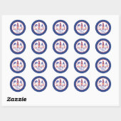 Sticker Rond Joyeux 4 juillet Gnomes Rouge Blanc Bleu (Feuille)