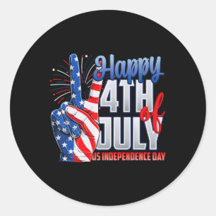 Sticker Rond Joyeux 4 juillet Jour de l'Indépendance Drapeau pa