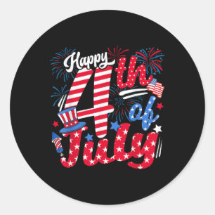 Sticker Rond Joyeux 4 juillet nous drapeau américain 4 juillet