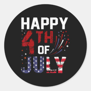 Sticker Rond Joyeux 4 juillet Pour Femmes Hommes Enfants Usa In