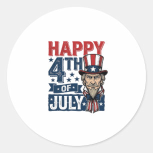 Sticker Rond Joyeux 4 juillet vintage oncle patriotique chemise