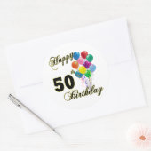 Sticker Rond Joyeux 50e anniversaire cadeaux et vêtements d'ann (Enveloppe)