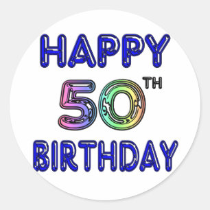Sticker Rond Joyeux 50e anniversaire cadeaux et vêtements d'ann