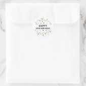 Sticker Rond Joyeux 50e anniversaire feux d'artifice Blanc Blac (Sac)