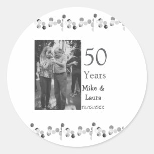 Sticker Rond Joyeux 50e anniversaire nom du couple date de mari
