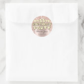 Sticker Rond Joyeux 55e Anniversaire Fête Rose Paillettes Drips (Sac)
