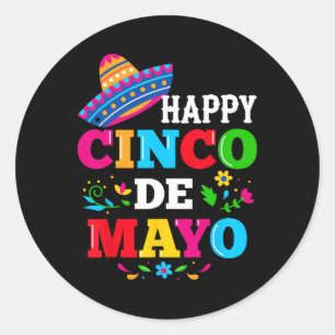 Sticker Rond Joyeux 5 De Mayo Allons Fiesta Viva Mexique Cinco