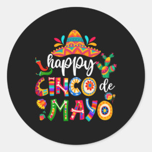 Sticker Rond Joyeux 5 De Mayo Cinco Viva Mexique Chemise Pour L