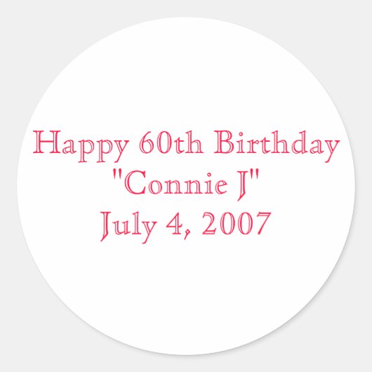 Sticker Rond Joyeux 60e anniversaire (Devant)