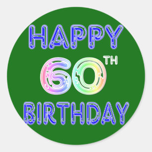 Sticker Rond Joyeux 60e anniversaire cadeaux dans la police de 
