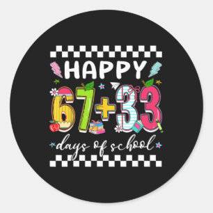 Sticker Rond Joyeux 67 + 33 Jours D'école Drôle 67 Meme Fille K