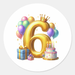 Sticker Rond Joyeux 6ème Anniversaire