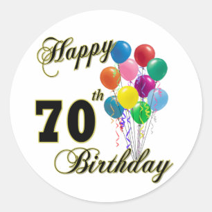 Sticker Rond Joyeux 70e anniversaire cadeaux et vêtements d'ann