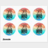 Sticker Rond Joyeux 70e anniversaire jamais eu l'air si bon (Feuille)