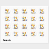 Sticker Rond Joyeux 7ème Anniversaire (Feuille)