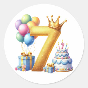Sticker Rond Joyeux 7ème Anniversaire
