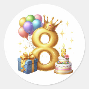 Sticker Rond Joyeux 8e Anniversaire