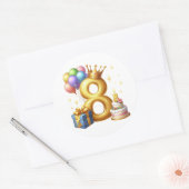 Sticker Rond Joyeux 8e Anniversaire (Enveloppe)