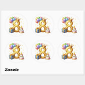 Sticker Rond Joyeux 8e Anniversaire (Feuille)