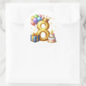 Sticker Rond Joyeux 8e Anniversaire (Sac)