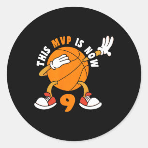 Sticker Rond Joyeux 9 Anniversaire 9 Anniversaire MVP Basketbal