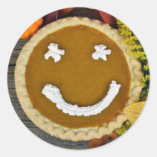 Sticker Rond Joyeux Action de grâce Tarte au potiron