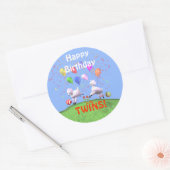 Sticker Rond Joyeux agneaux d'anniversaire pour jumeaux (Enveloppe)